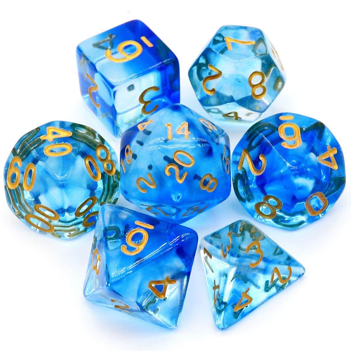 Juego de Dados Haxtec Dnd Dragon Glass-eternal Sea con Bolsa - Venta Internacional