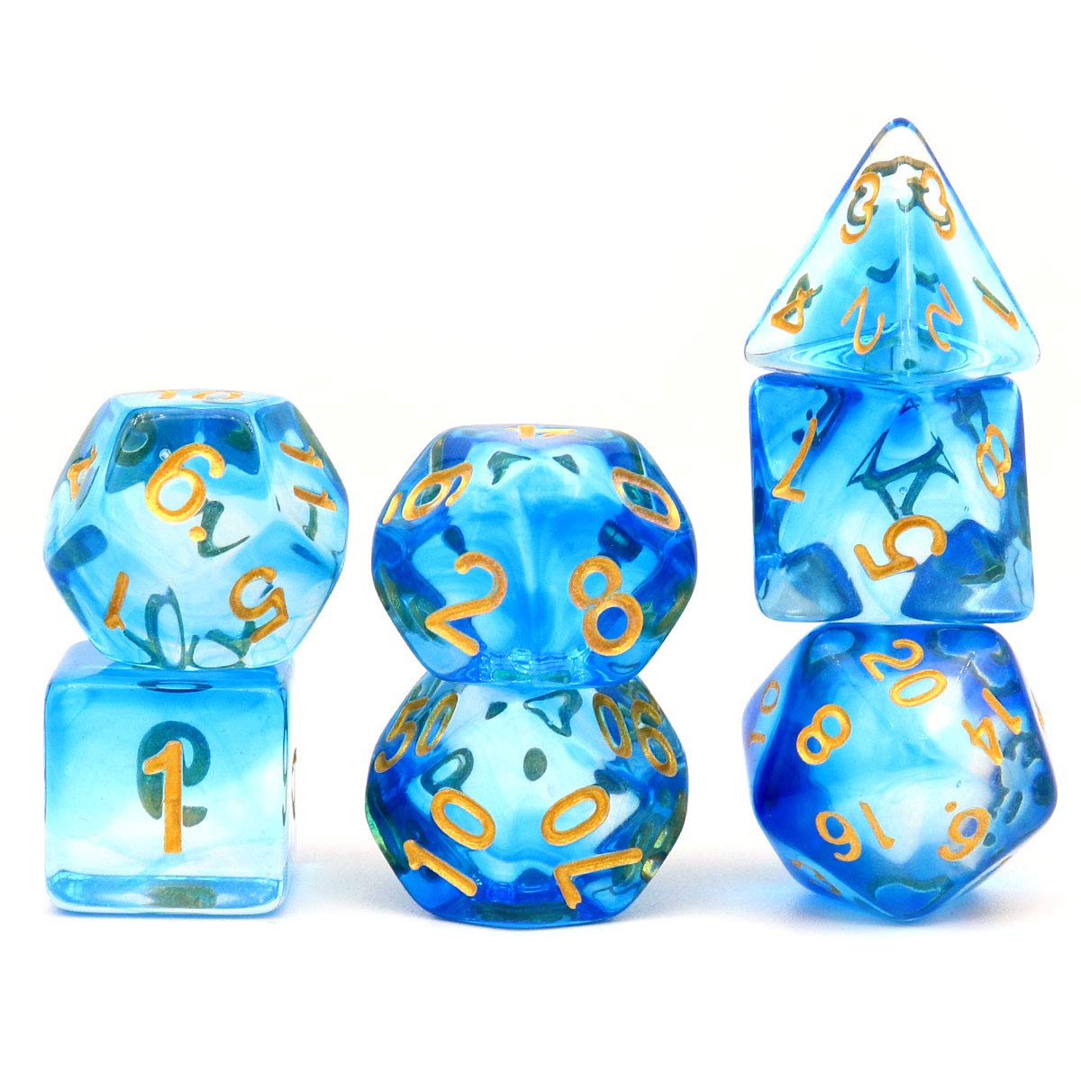 Foto 3 pulgar | Juego de Dados Haxtec Dnd Dragon Glass-eternal Sea con Bolsa - Venta Internacional