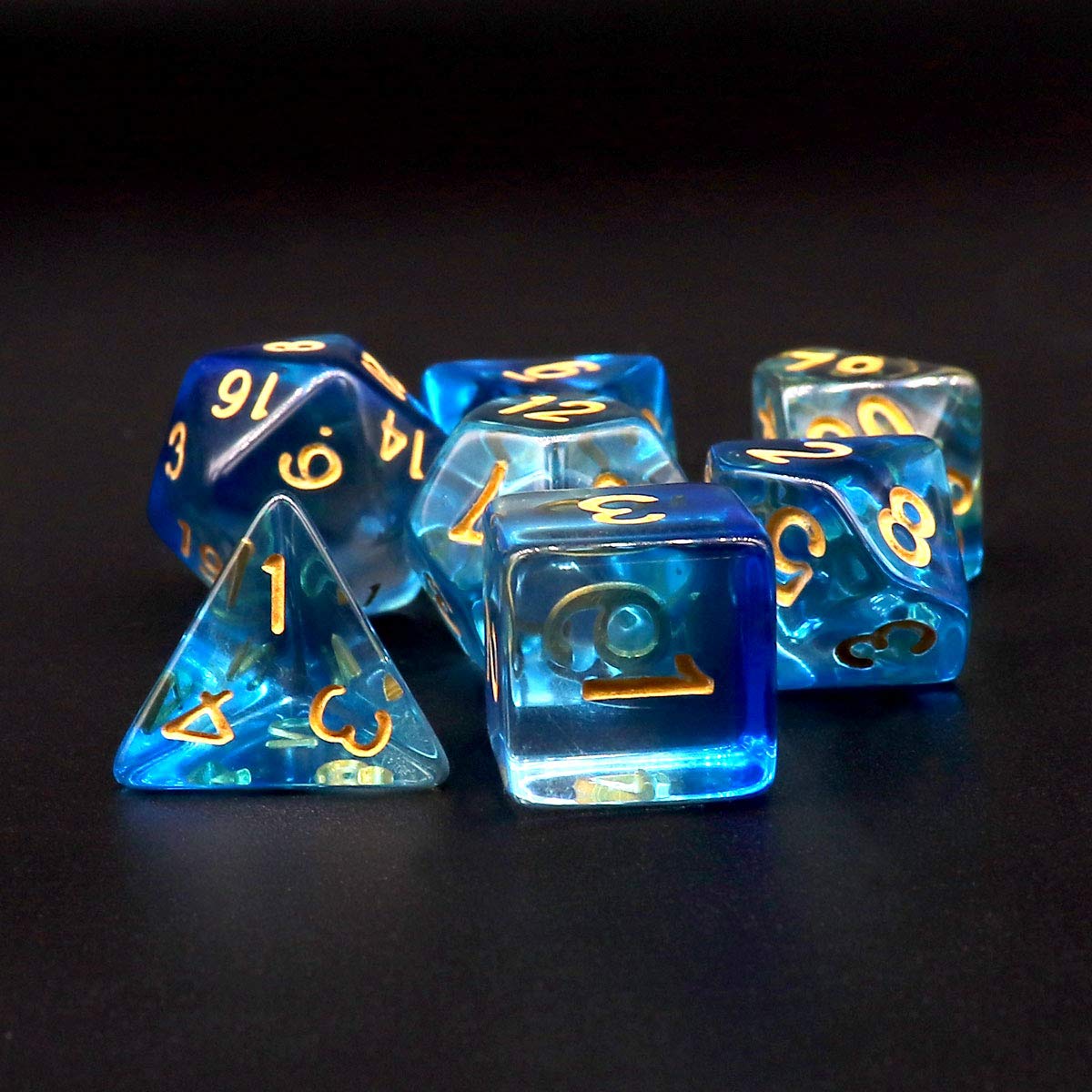 Foto 5 pulgar | Juego de Dados Haxtec Dnd Dragon Glass-eternal Sea con Bolsa - Venta Internacional