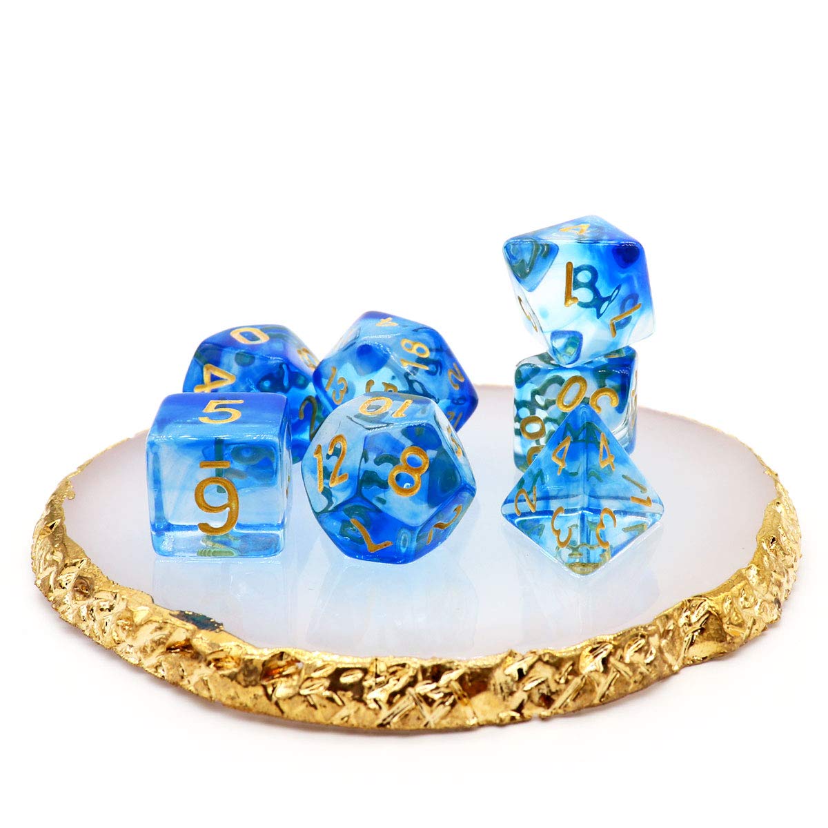 Foto 6 pulgar | Juego de Dados Haxtec Dnd Dragon Glass-eternal Sea con Bolsa - Venta Internacional