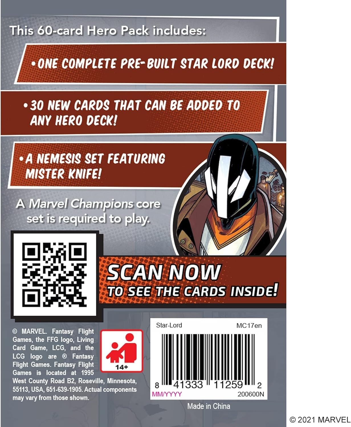 Foto 3 pulgar | Juego De Cartas Fantasy Flight Marvel Champions Star-lord Pack - Venta Internacional.