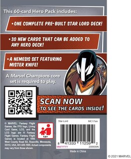 Foto 2 | Juego De Cartas Fantasy Flight Marvel Champions Star-lord Pack - Venta Internacional.