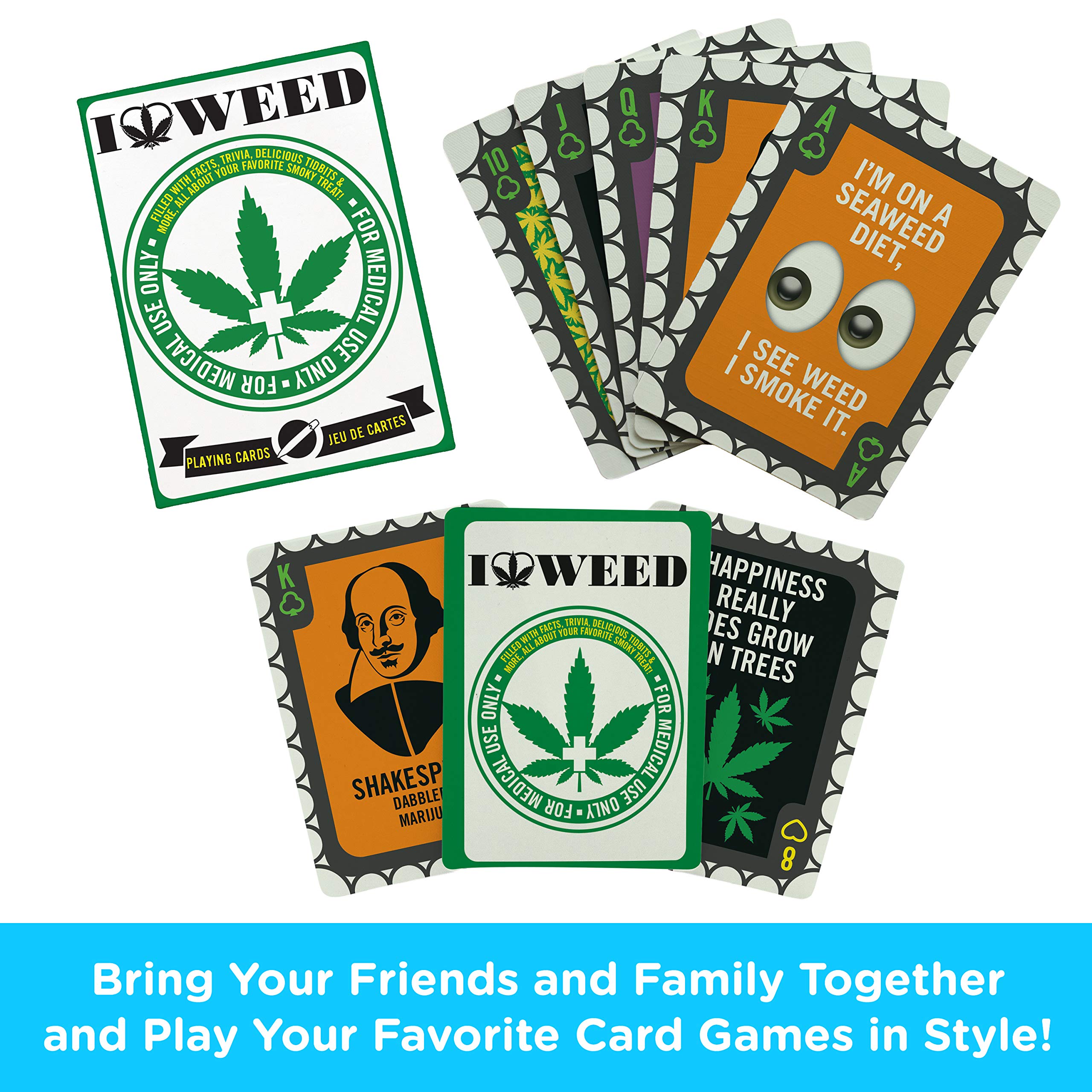 Foto 2 | Baraja De Cartas Con Temática De Marihuana Aquarius, Tamaño Póker - Venta Internacional.