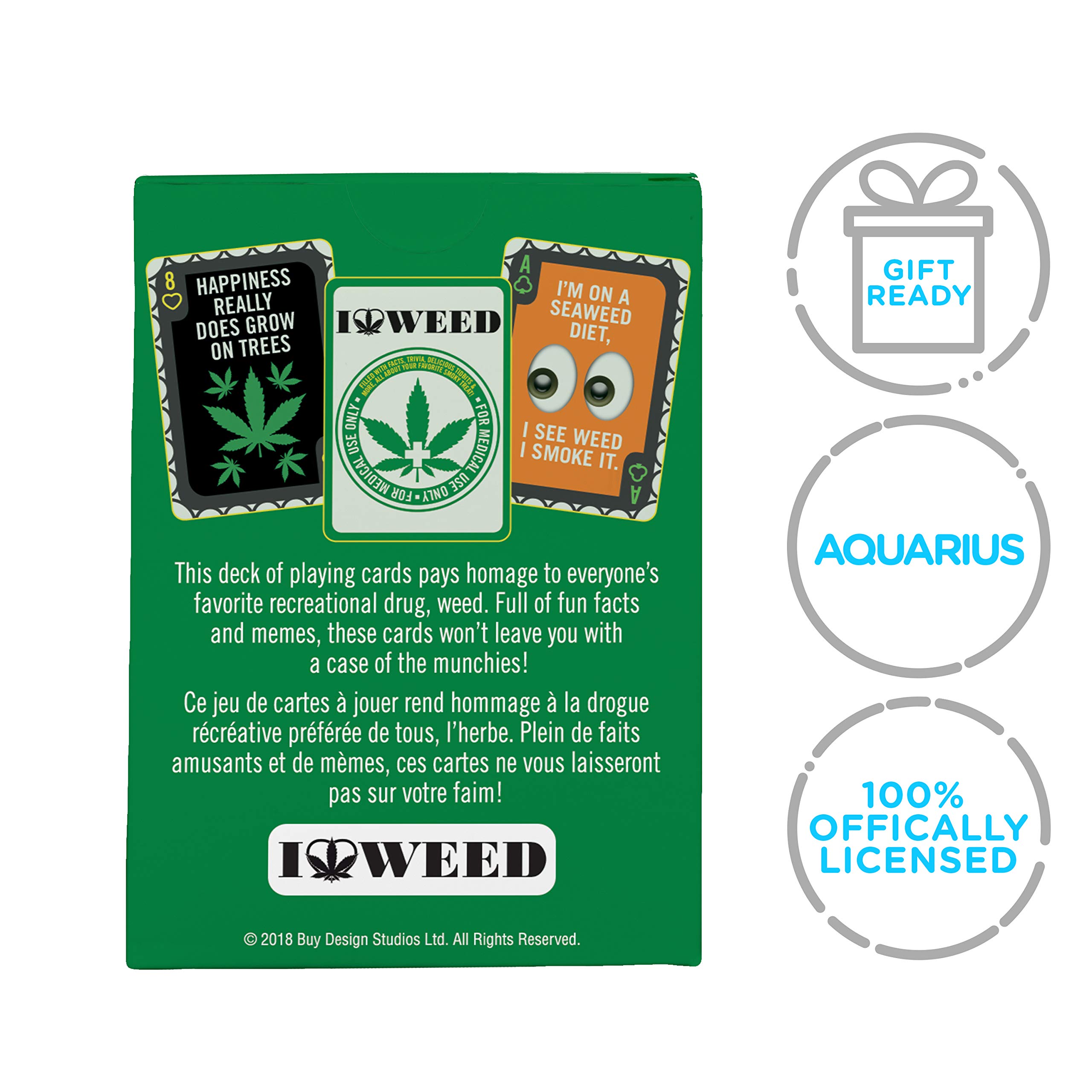 Foto 8 pulgar | Baraja De Cartas Con Temática De Marihuana Aquarius, Tamaño Póker - Venta Internacional.