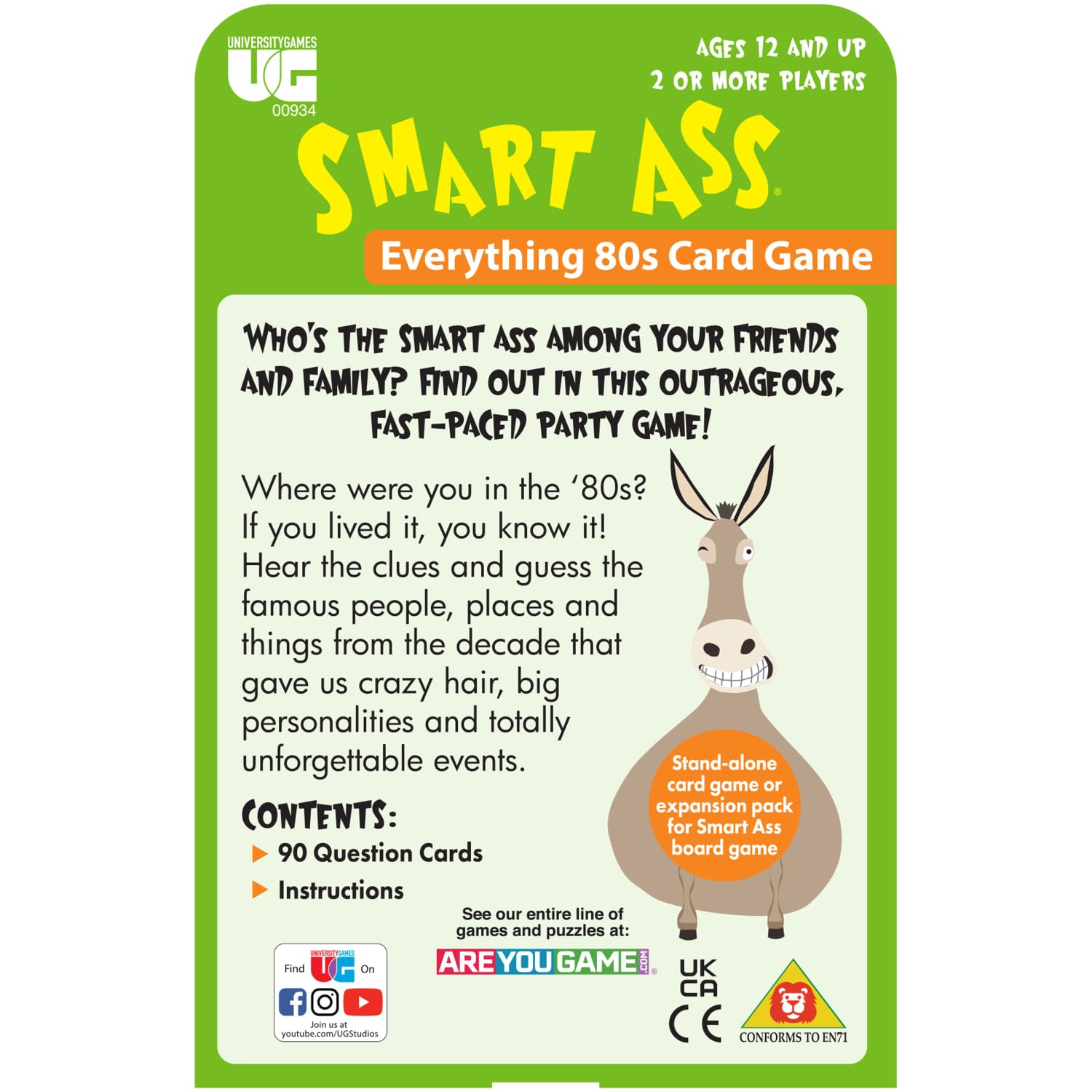 Foto 3 pulgar | Juego De Cartas University Games Smart A** De Los 80 Para Más De 12 Jugadores - Venta Internacional.