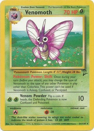 Foto 2 pulgar | Tarjeta Coleccionable Pokémon Venomoth 31/130 Edición Rara E Ilimitada - Venta Internacional.