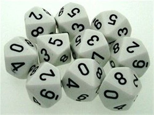 Foto 2 pulgar | Juego De Dados Chessex Blanco Opaco Con Dado Negro De Diez Caras D10 (10) - Venta Internacional.