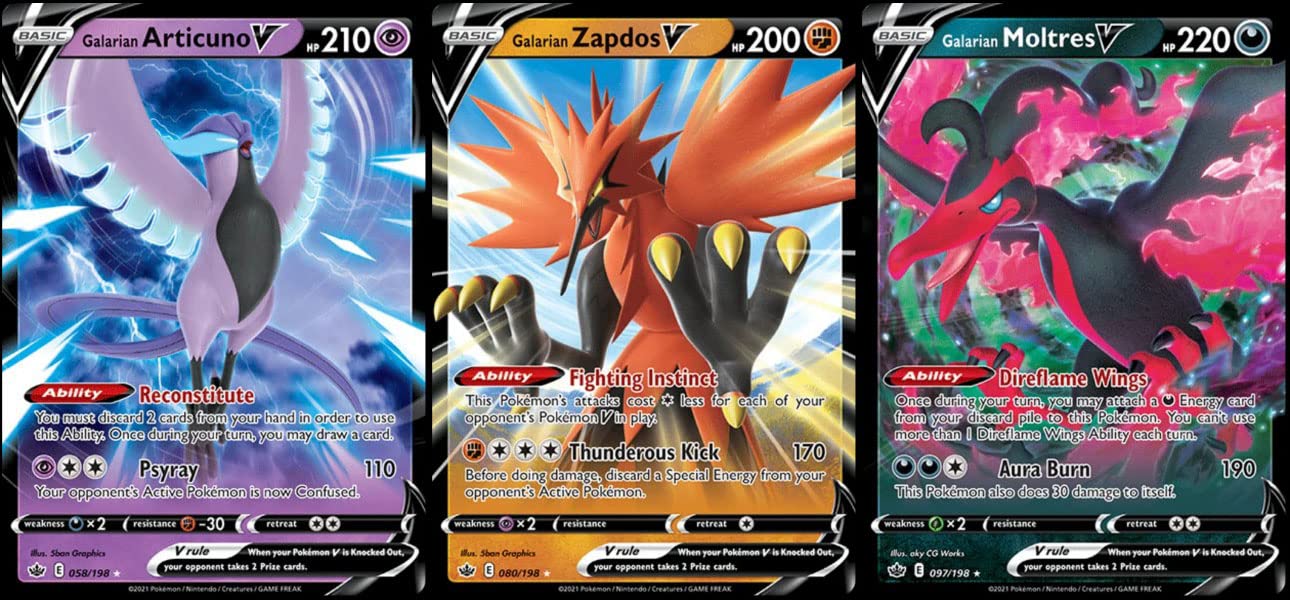 Foto 2 pulgar | Lote De Cartas Pokémon: Juego De Pájaros Legendarios Galarian Articuno V - Venta Internacional.
