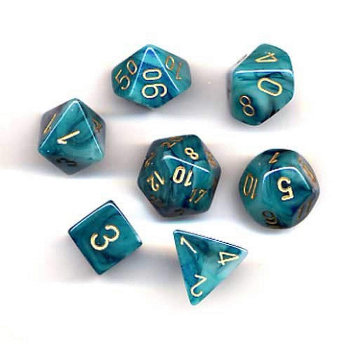 Foto 2 pulgar | Juego De Dados Chessex Chx27489 Phantom Teal/gold - Venta Internacional.