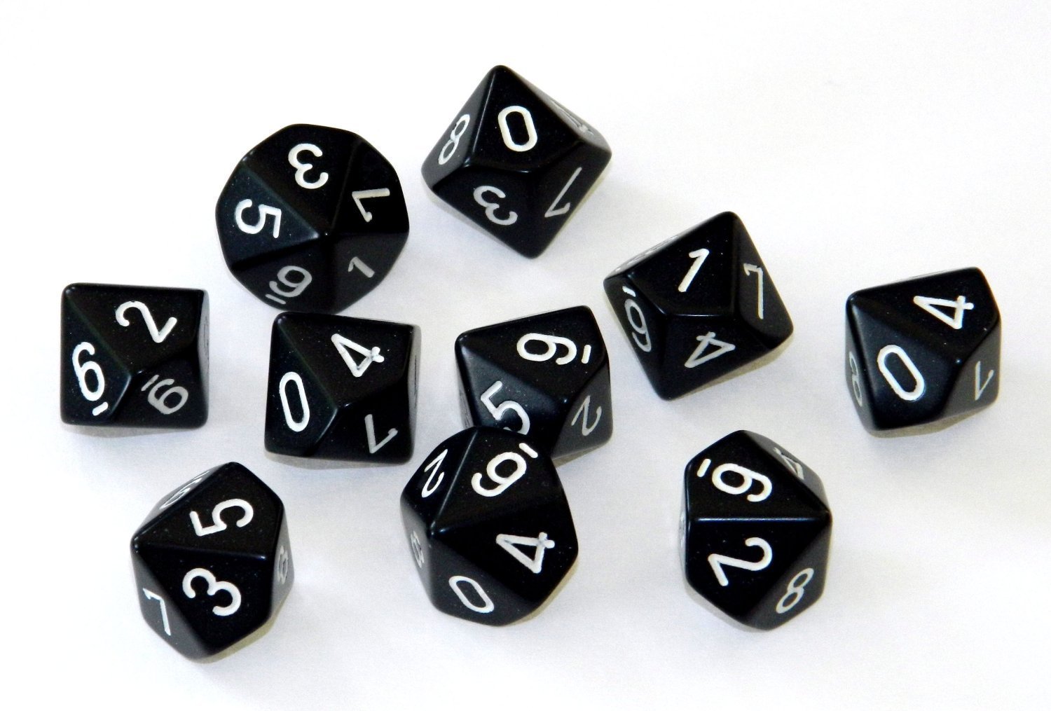 Foto 1 | Juego De Dados Chessex, Negro Opaco Con Diez Caras Blancas, Dado D10 - Venta Internacional.