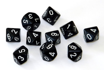 Foto 1 | Juego De Dados Chessex, Negro Opaco Con Diez Caras Blancas, Dado D10 - Venta Internacional.