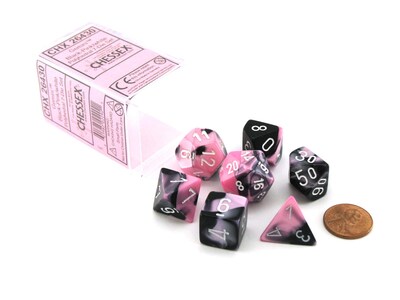Foto 1 | Juego De Dados Chessex Polyhedral De 7 Dados Gemini Negro-rosa Con Blanco - Venta Internacional.