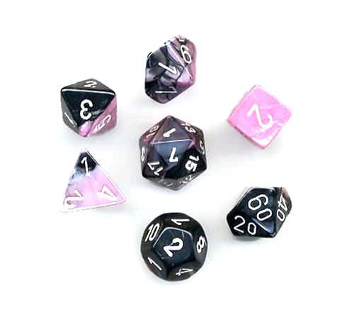 Foto 4 pulgar | Juego De Dados Chessex Polyhedral De 7 Dados Gemini Negro-rosa Con Blanco - Venta Internacional.