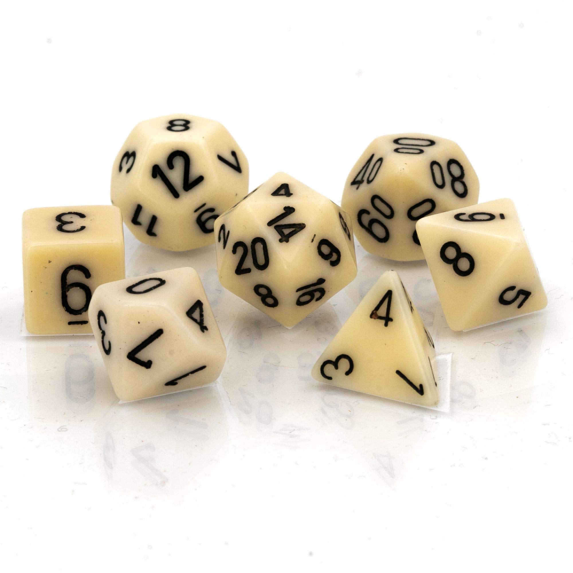 Juego De Dados Chessex, Opaco, Marfil/negro, Con 7 Piezas - Venta Internacional.