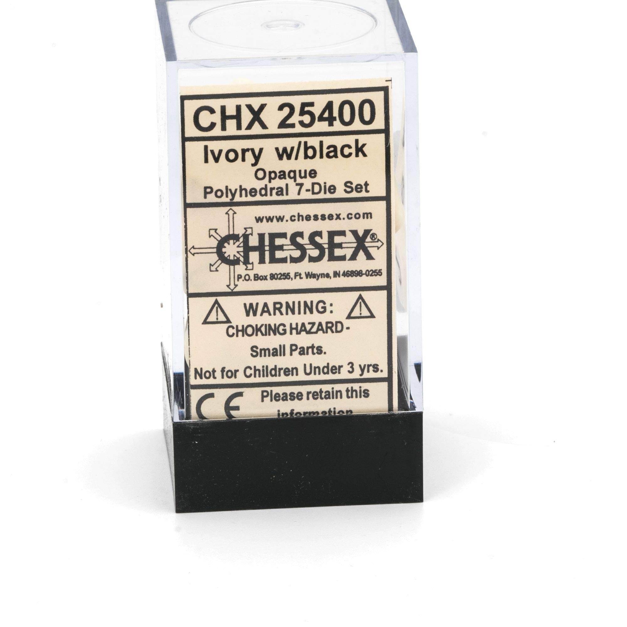 Foto 3 pulgar | Juego De Dados Chessex, Opaco, Marfil/negro, Con 7 Piezas - Venta Internacional.