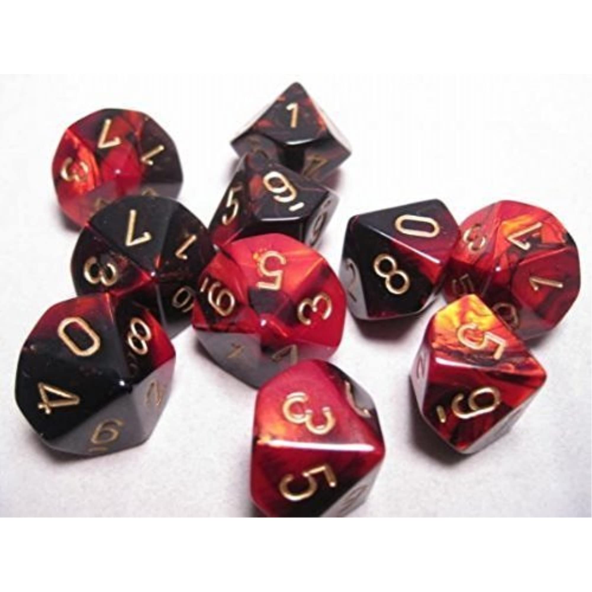 Foto 2 pulgar | Juego De Dados Chessex Gemini Negro Y Rojo Con Diez Caras Doradas (d10) - Venta Internacional.