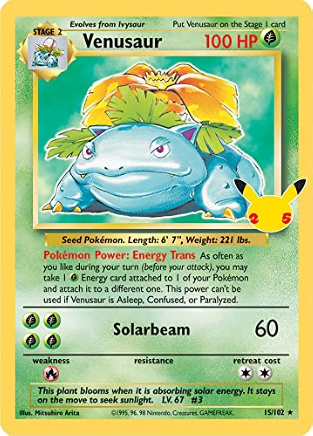 Foto 2 pulgar | Juego De Cartas Coleccionables Pokémon Venusaur 25th Anniversary - Venta Internacional.