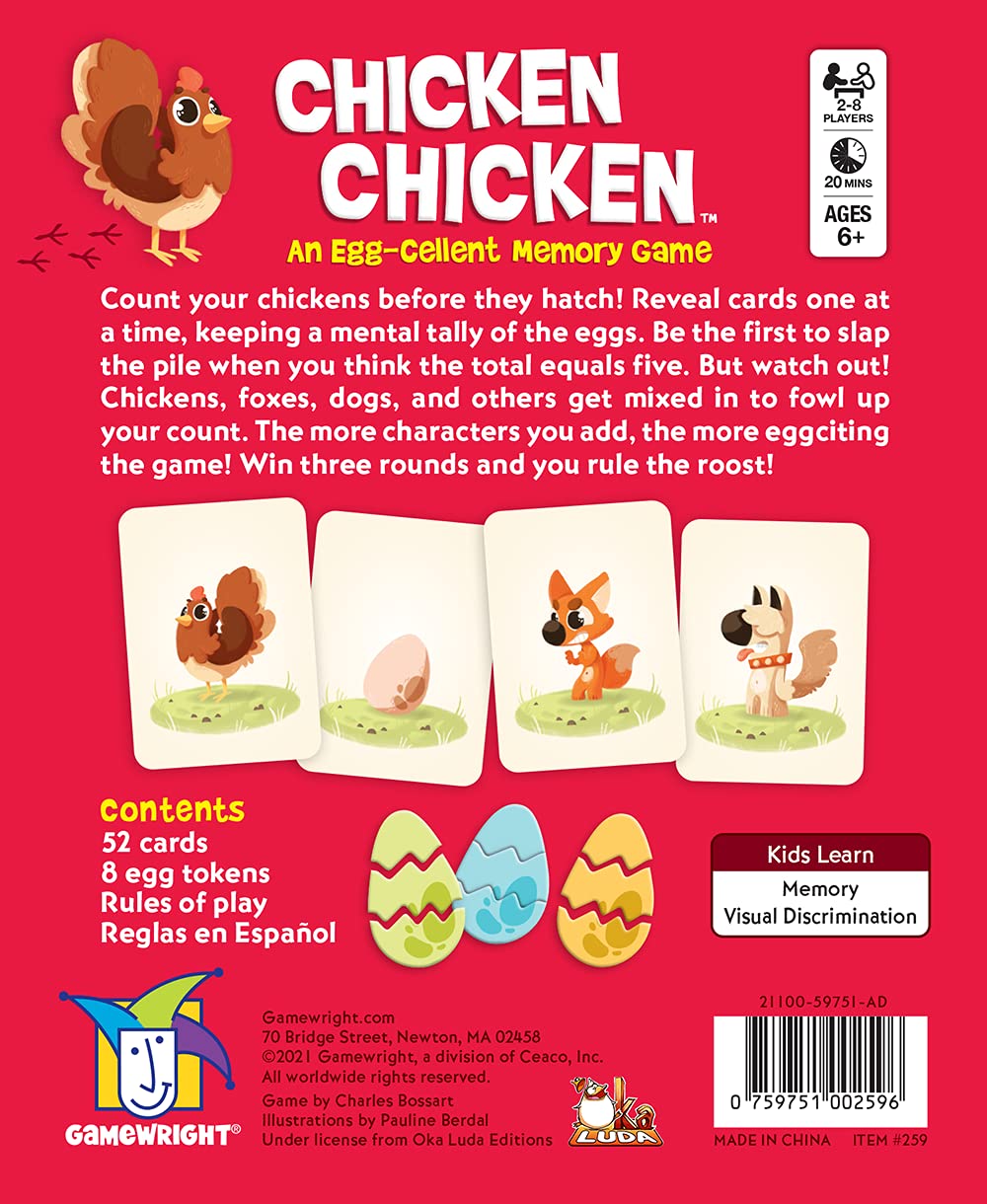 Foto 4 pulgar | Juego De Tarjetas De Memoria Gamewright Chicken Chicken Kids 6+ Years - Venta Internacional.