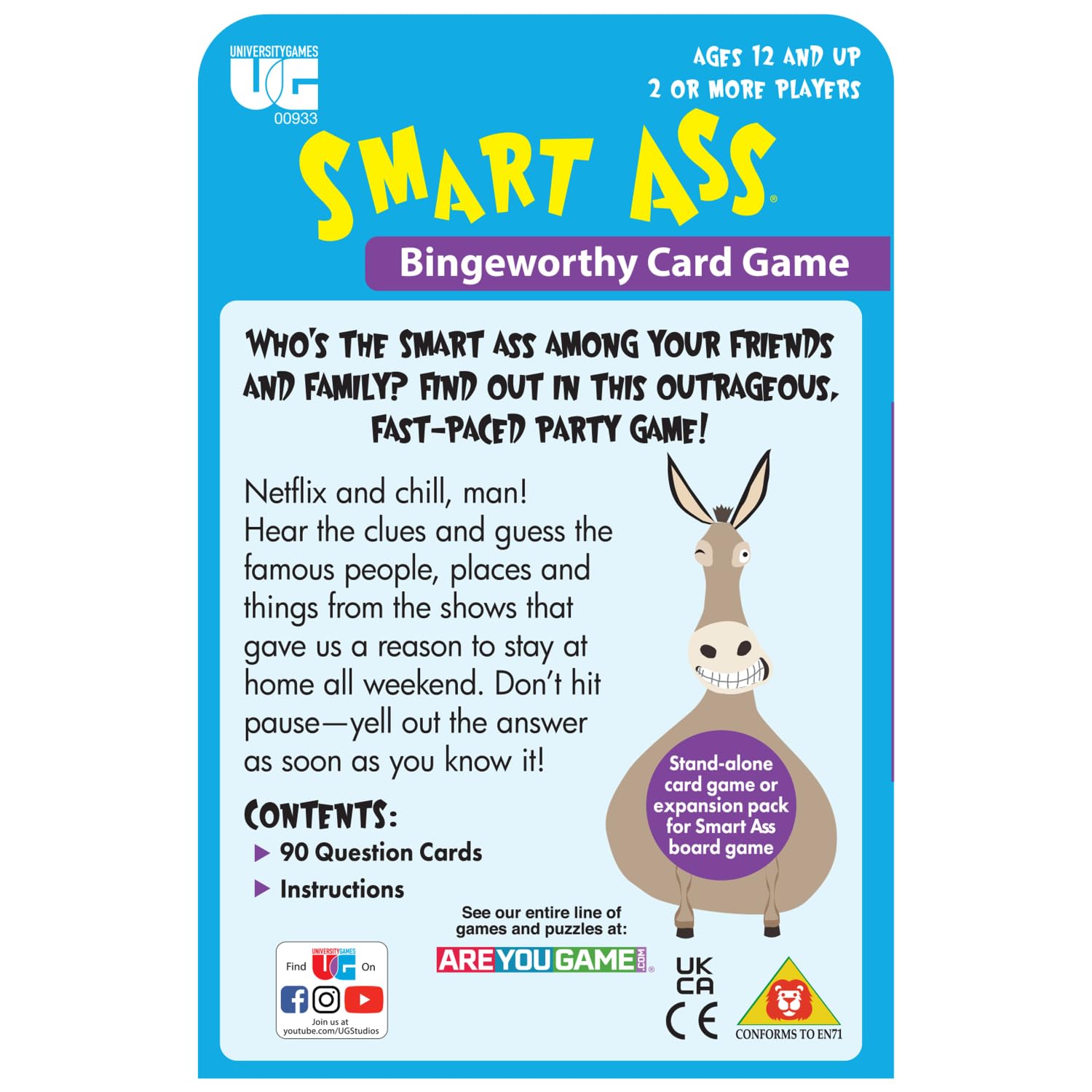 Foto 3 pulgar | Juego De Cartas University Games Smart Ass Bingeworthy Tuck Box - Venta Internacional.