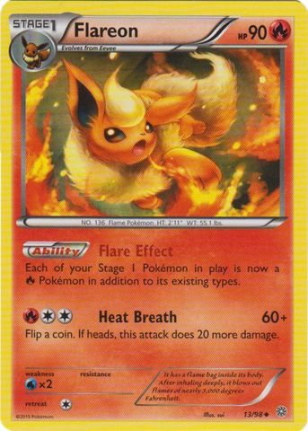 Juego De Cartas Coleccionables Pokémon Flareon 13/98 Ancient Origins - Venta Internacional.
