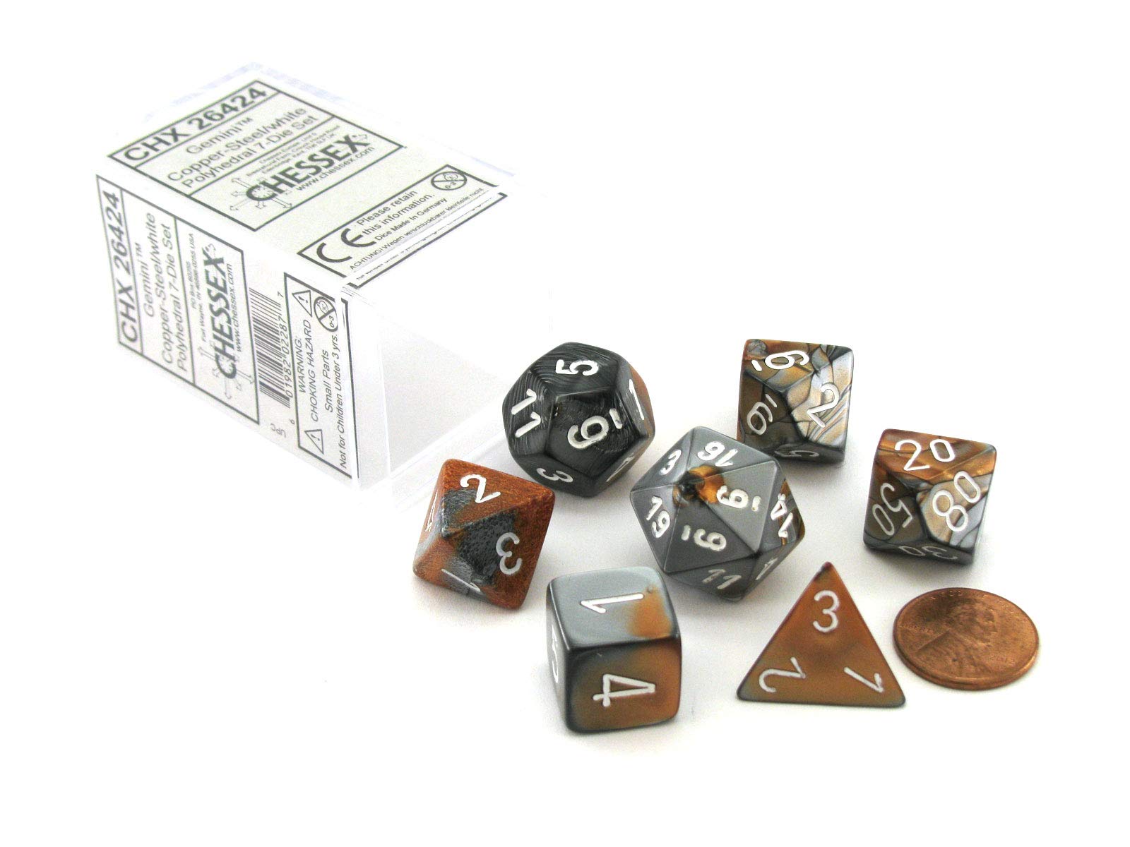 Foto 1 | Juego De Dados Chessex Polyhedral, 7 Dados Gemini, Cobre-acero - Venta Internacional.