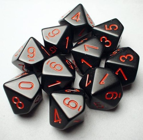 Foto 2 pulgar | Juego De Dados Chessex Negro Opaco Con Dado Rojo De Diez Caras D10 (10) - Venta Internacional.