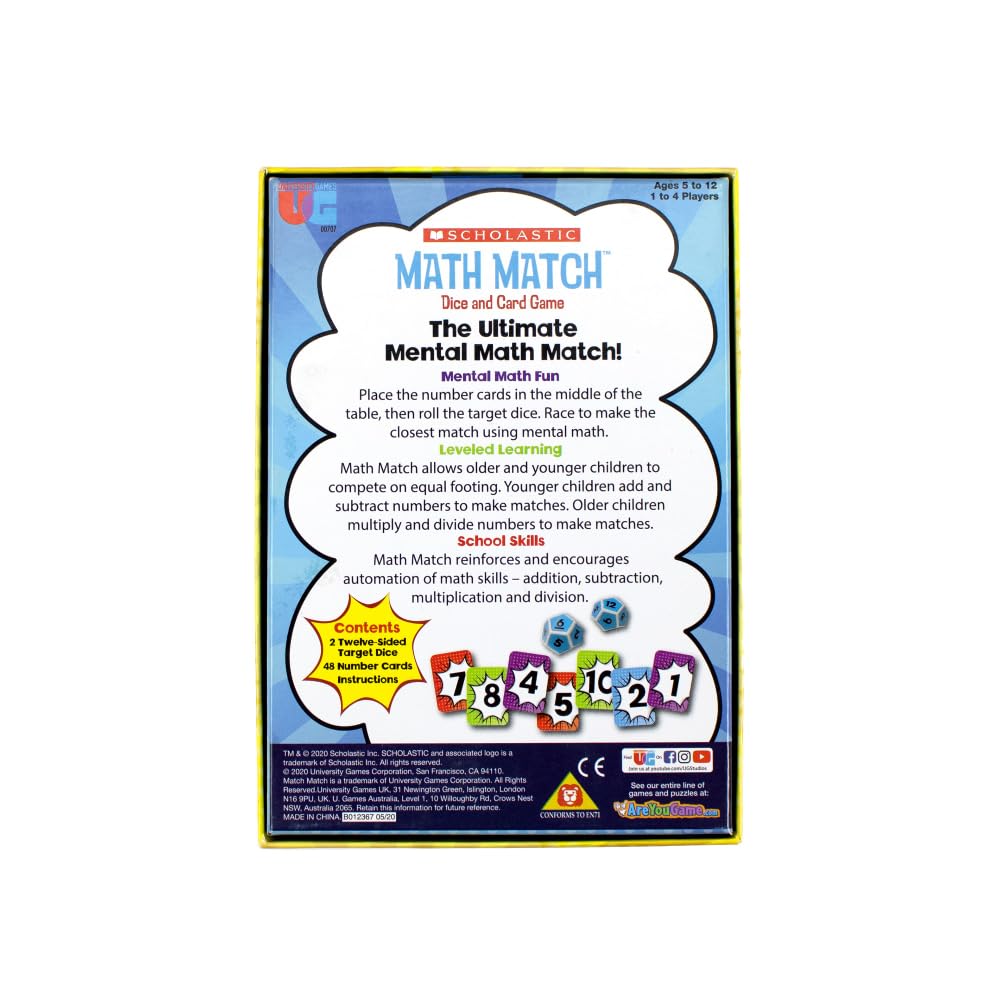 Foto 3 pulgar | Juego De Dados Math Match Travel Games Scholastic - Venta Internacional.