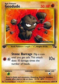 Tarjeta Coleccionable Pokémon Geodude (47) Fossil 1a Edición - Venta Internacional.