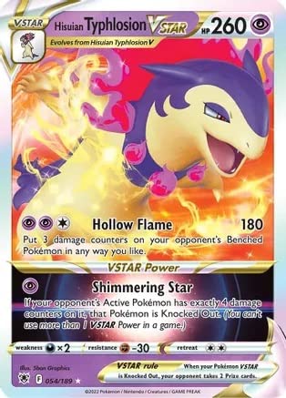 Juego De Cartas Coleccionables Pokémon Hisuian Typhlosion Vstar 054/189 - Venta Internacional.