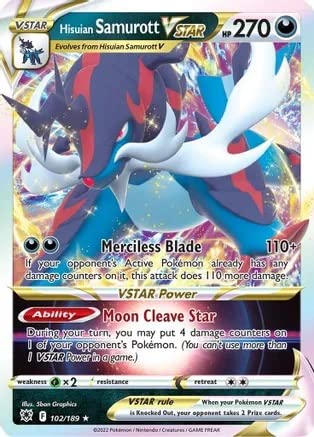 Foto 1 | Carta Coleccionable Pokémon Hisuian Samurott Vstar 102/189 Ultra Rare - Venta Internacional.