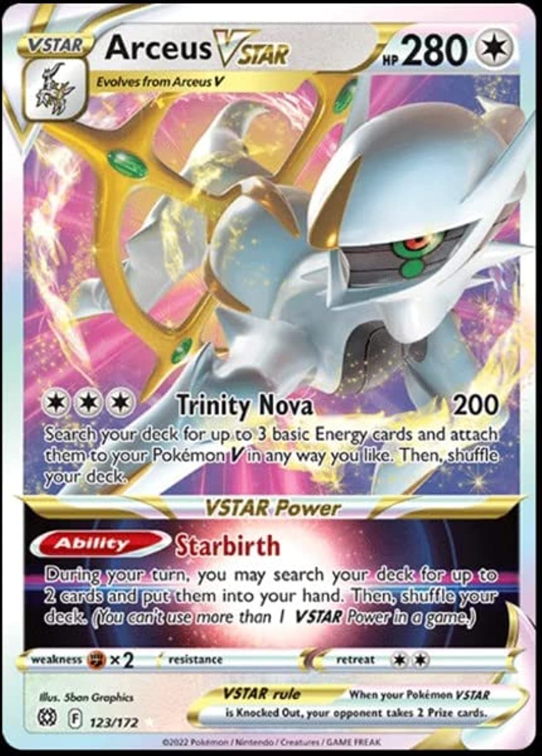Foto 1 | Carta Pokémon Arceus Vstar 123/172 Brillant Stars - Ultra Rara - Venta Internacional.