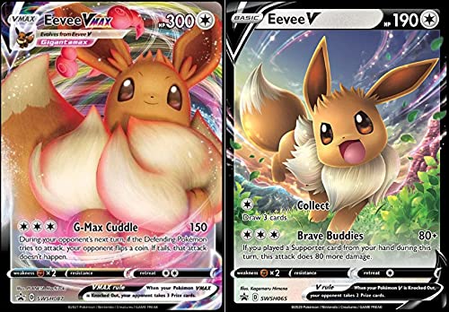 Foto 2 pulgar | Lote De Cartas Pokémon Eevee Vmax Y V Black Star Promo + 2 Ultra Rare - Venta Internacional.