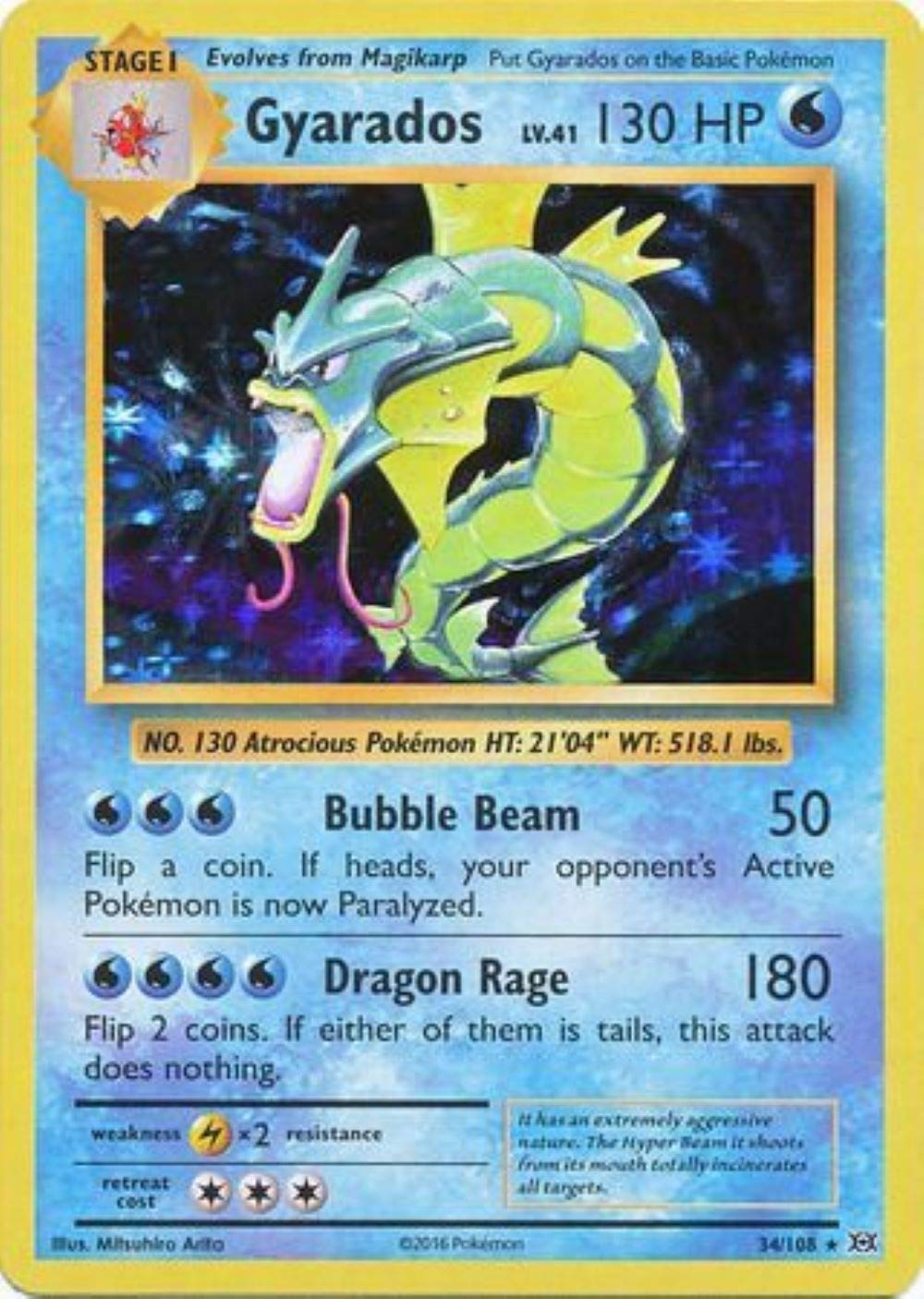 Tarjeta Coleccionable Pokémon Gyarados Water XY Evolutions Holo 34/108 - Venta Internacional