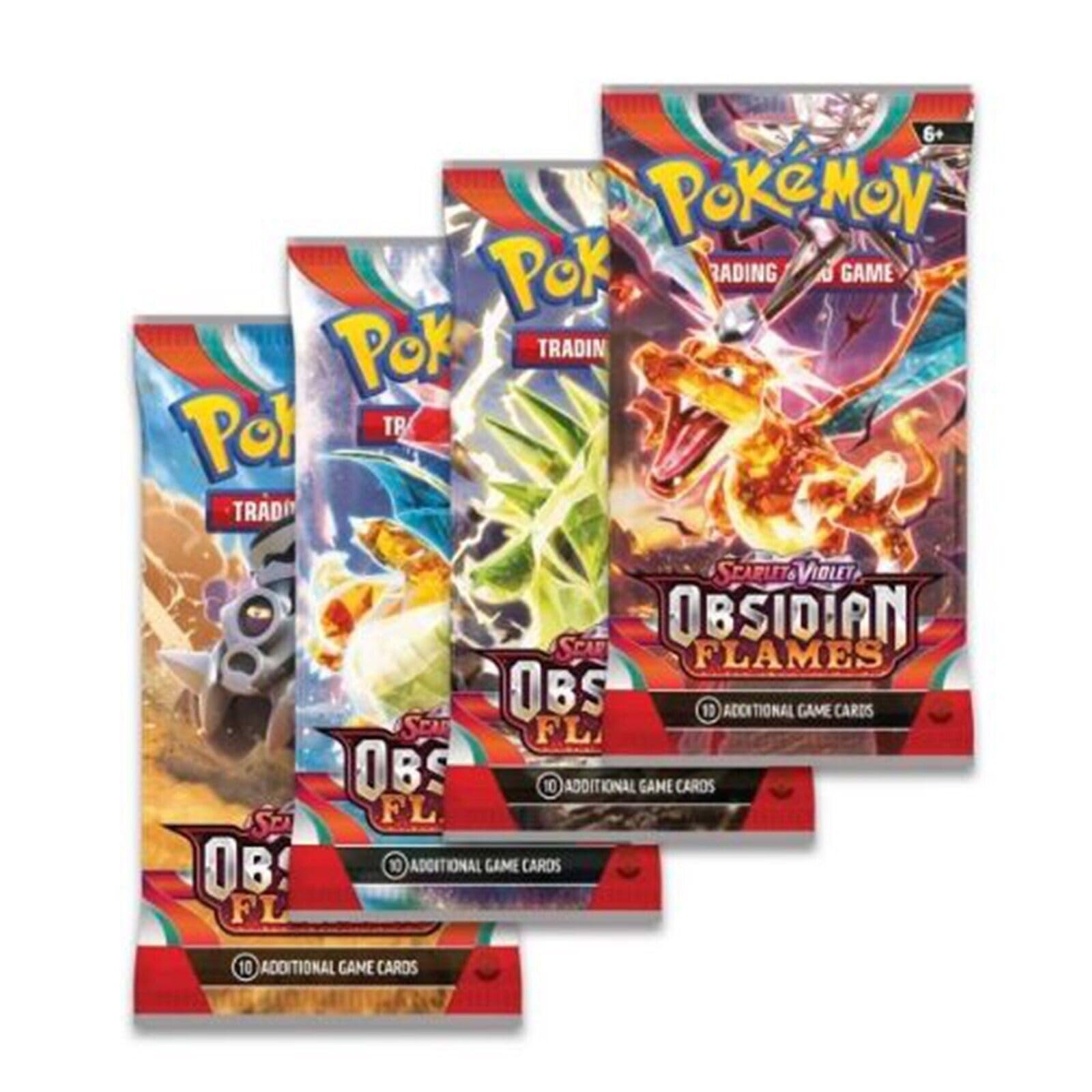 Lote Booster Pack Pokémon Obsidian Flames X4 Con 10 Cartas - Venta Internacional.