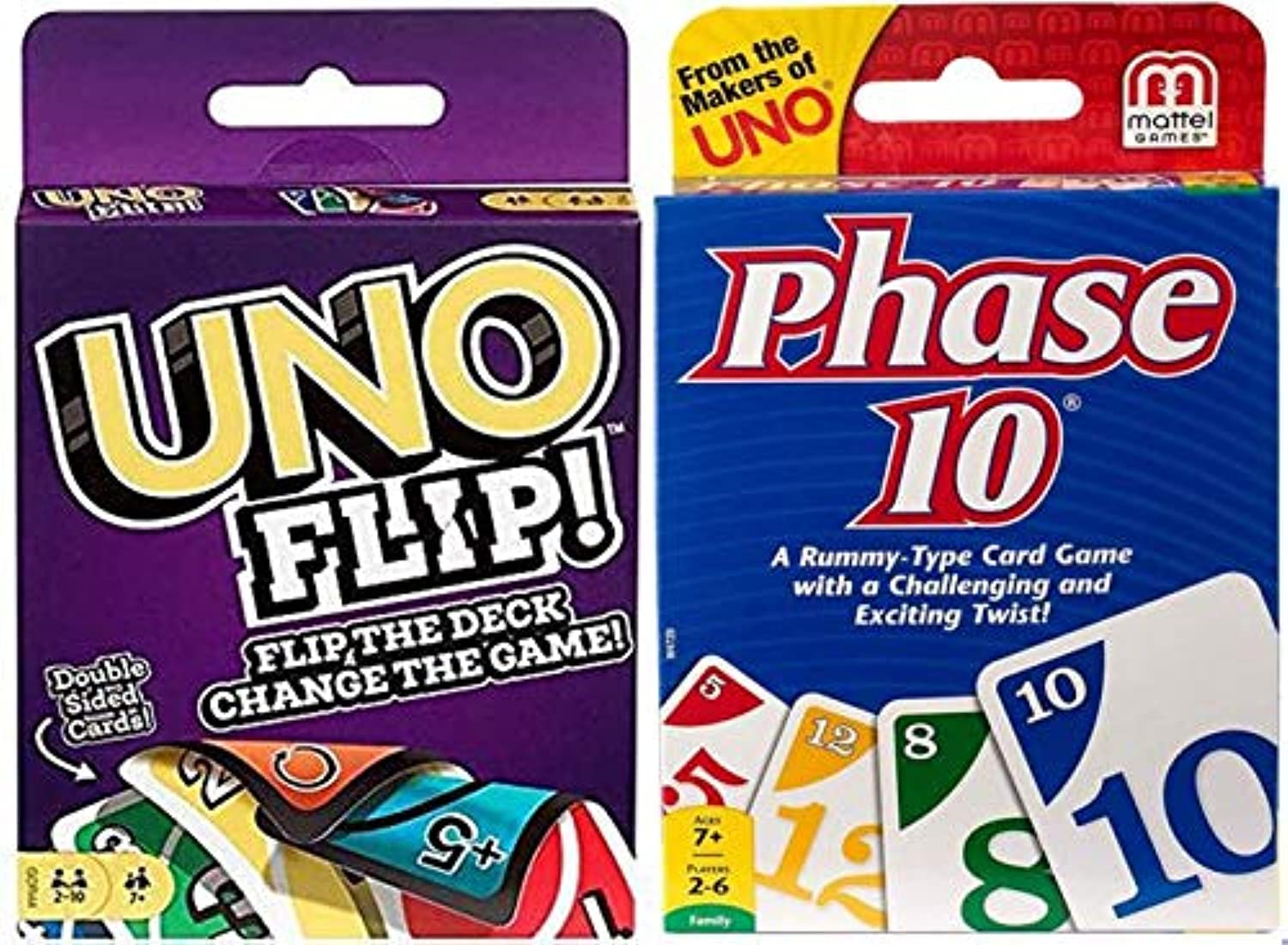 Juego De Cartas Mattel Uno Flip And Phase 10, Paquete De Dos - Venta Internacional.