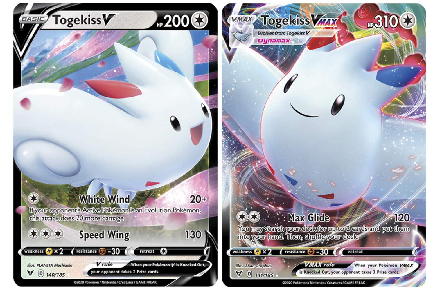 Set De Cartas Pokémon Togekiss Vmax 141/185 Y Togekiss V 140/185 - Venta Internacional.