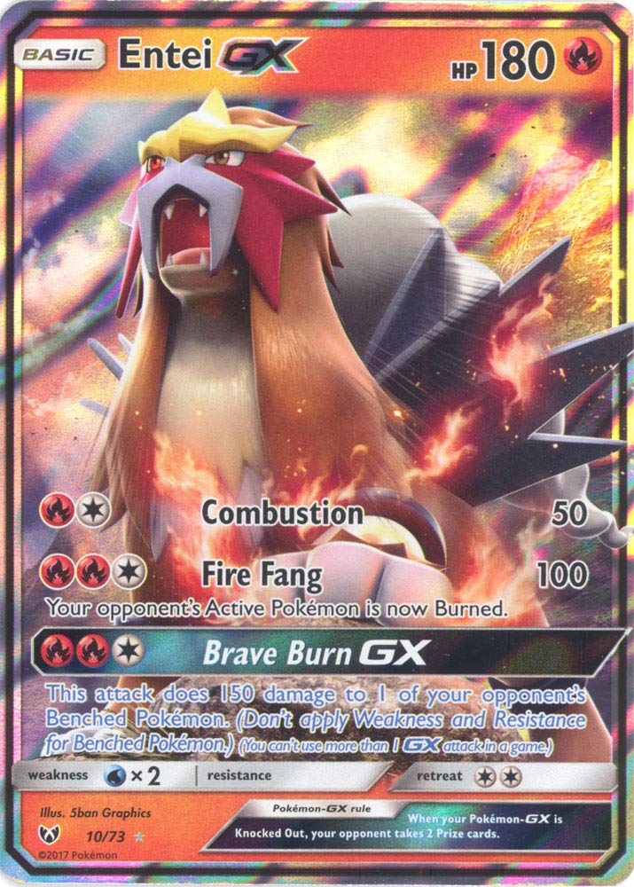Foto 2 pulgar | Cartulina Coleccionable Pokémon Entei-gx 10/73 Ultra Rare Holo Foil - Venta Internacional.