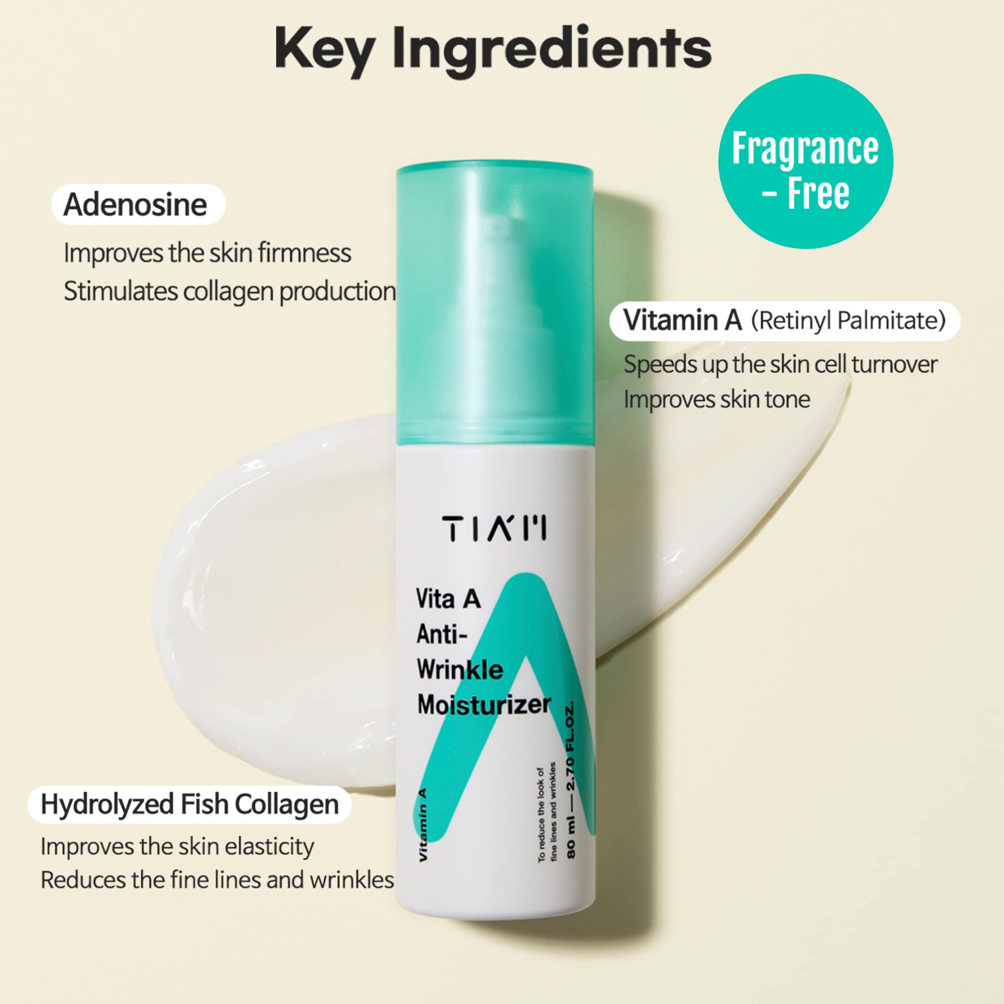 Foto 5 pulgar | Crema Hidratante Tiam Vita A Antiarrugas Con Vitamina A Y Colágeno - Venta Internacional.