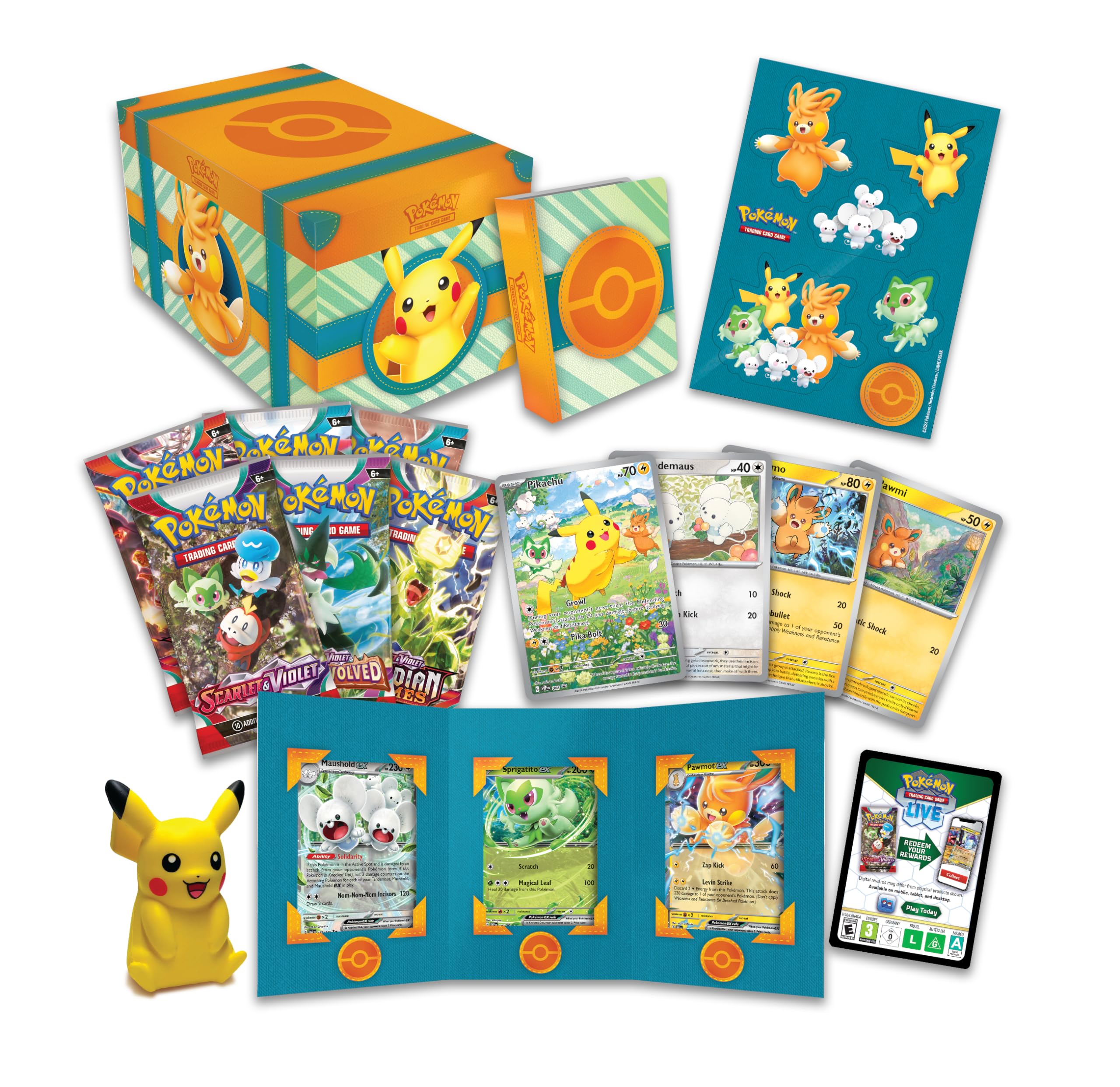 Foto 4 | Cofre Pokémon Tcg Adventure Paldea Con 7 Cartas Promocionales Y Juguete - Venta Internacional.