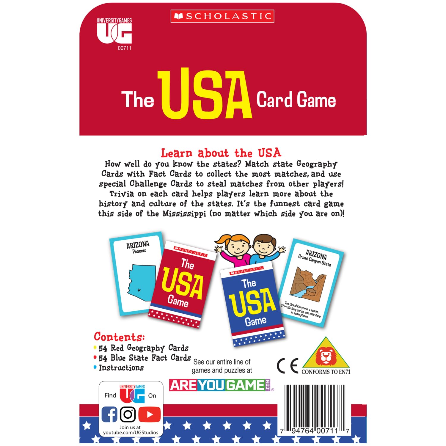 Foto 3 pulgar | Juego De Cartas University Games Scholastic Usa Travel 6+ Years - Venta Internacional.
