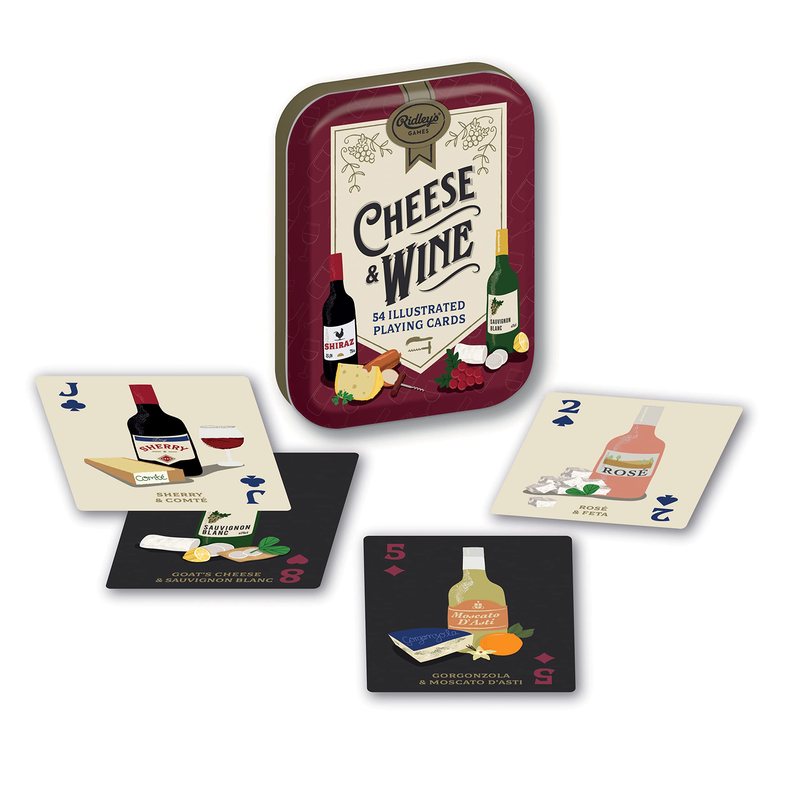 Foto 2 pulgar | Playing Cards Ridley's Cheese & Wine Con Lata De Almacenamiento - Venta Internacional.