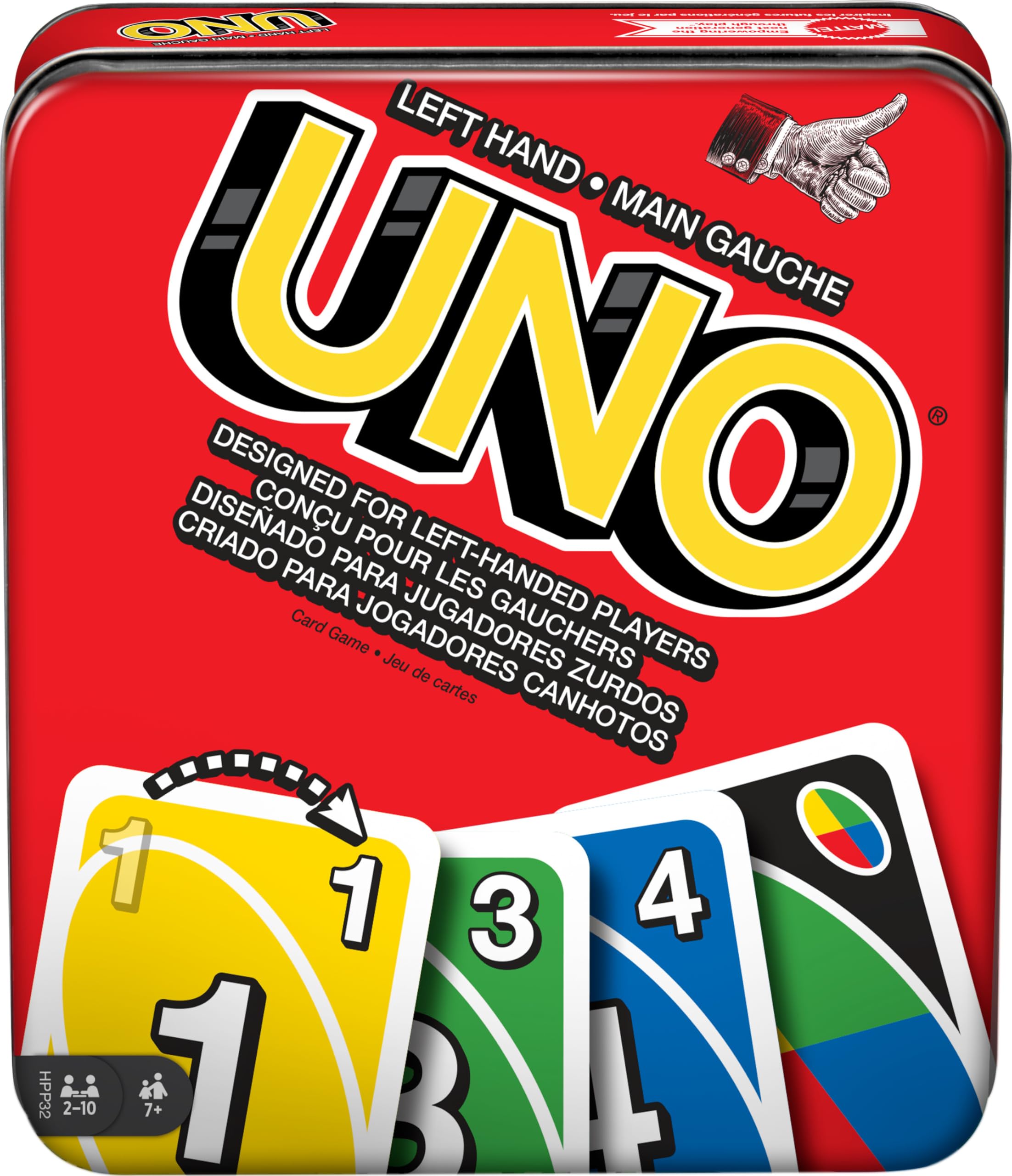 Juego De Cartas Mattel Games Uno Para Familiares Zurdos Con Caja De Hojalata - Venta Internacional.