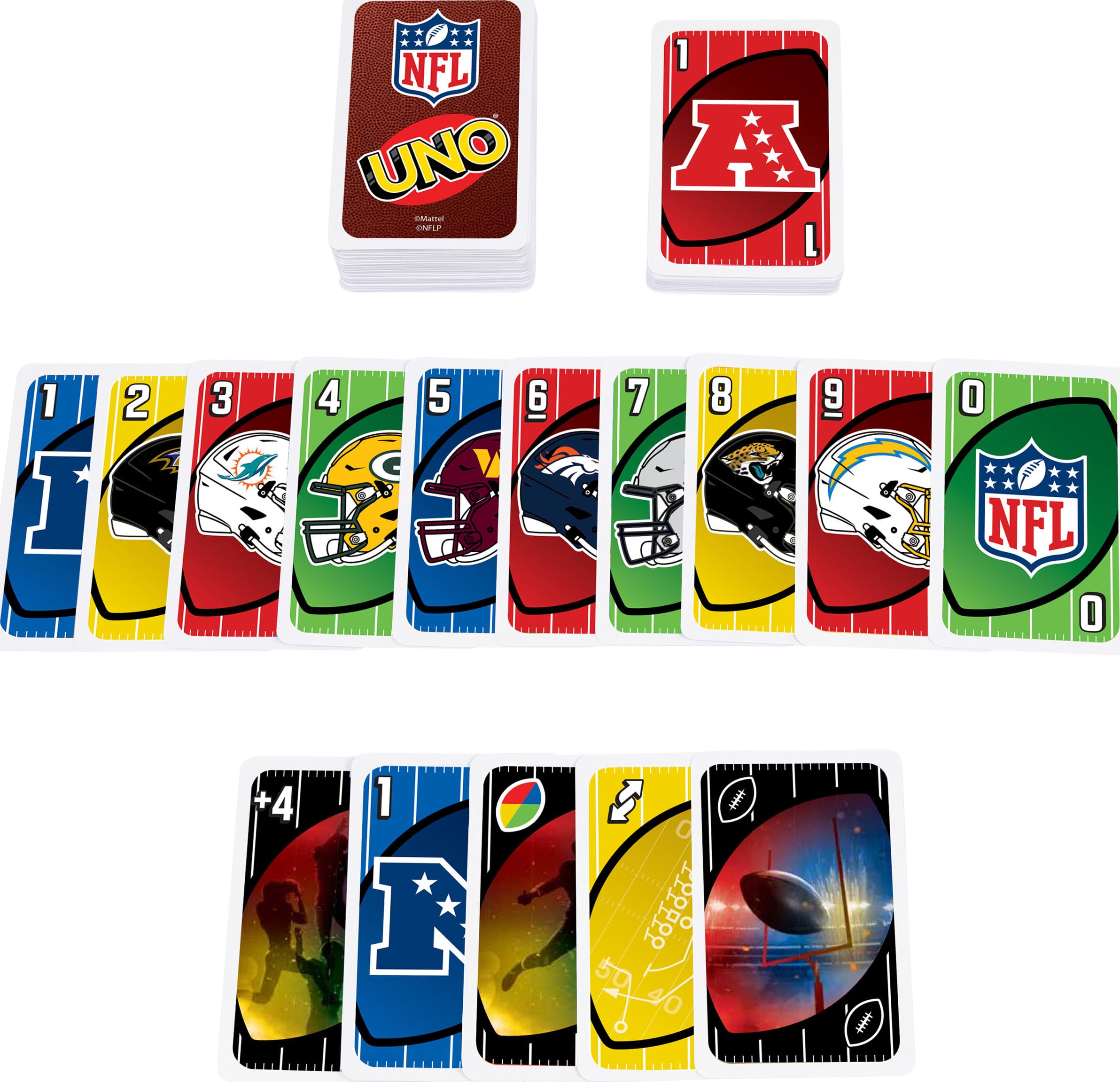 Foto 6 pulgar | Juego De Cartas Mattel Games Uno Nfl Con Logotipos Y Reglas Del Equipo De La Nfl - Venta Internacional.