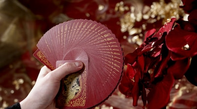 Foto 3 | Juego De Cartas Para Bicicleta, Dragón Rojo, Lámina Dorada, Premium, 1 Baraja - Venta Internacional.