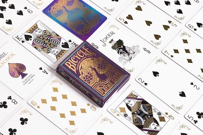 Foto 2 | Baraja De Cartas Para Bicicleta, Diseño De Pavo Real, Lámina Fría, Color Morado, De Primera Calidad - Venta Interna