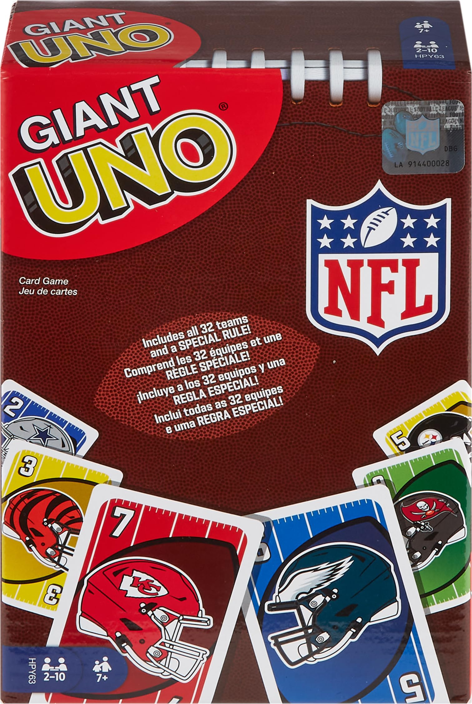 Foto 2 pulgar | Game Mattel Games Giant Uno Nfl Para Niños, Adultos Y Familia - Venta Internacional.
