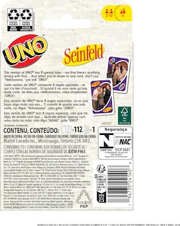 Foto 6 | Juego De Cartas Mattel Games Uno Seinfeld Con Regla Especial Para Niños Mayores De 7 Años - Venta Internacional.