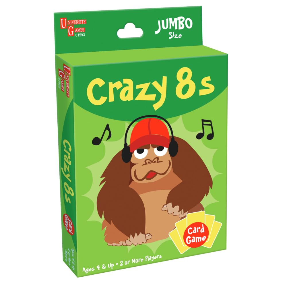 Juego De Cartas University Games Crazy 8s Jumbo Size Para Niños Mayores De 4 Años - Venta Internacional.