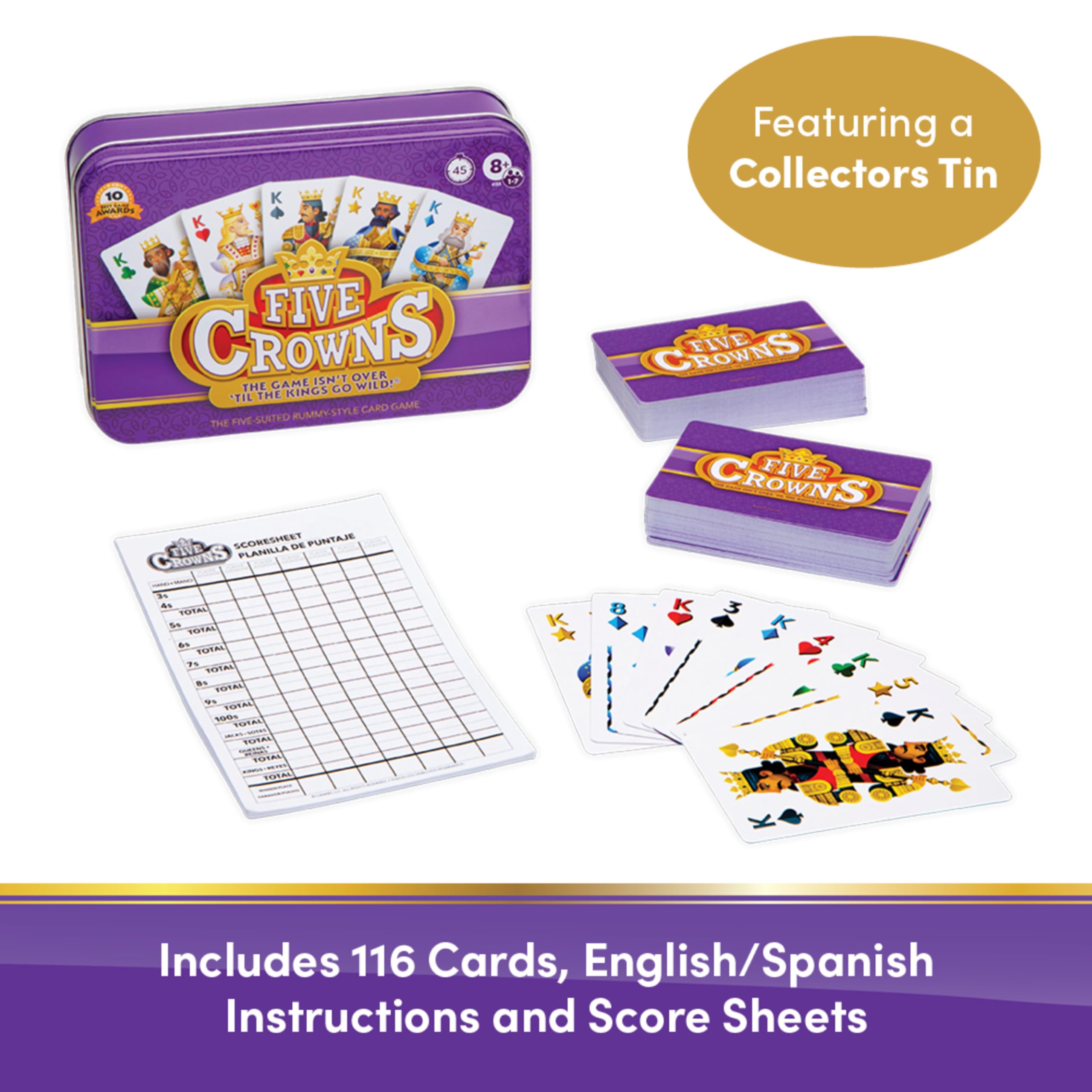 Foto 2 | Juego De Cartas Playmonster Five Crowns Collectible Tin Kids 8+ - Venta Internacional.