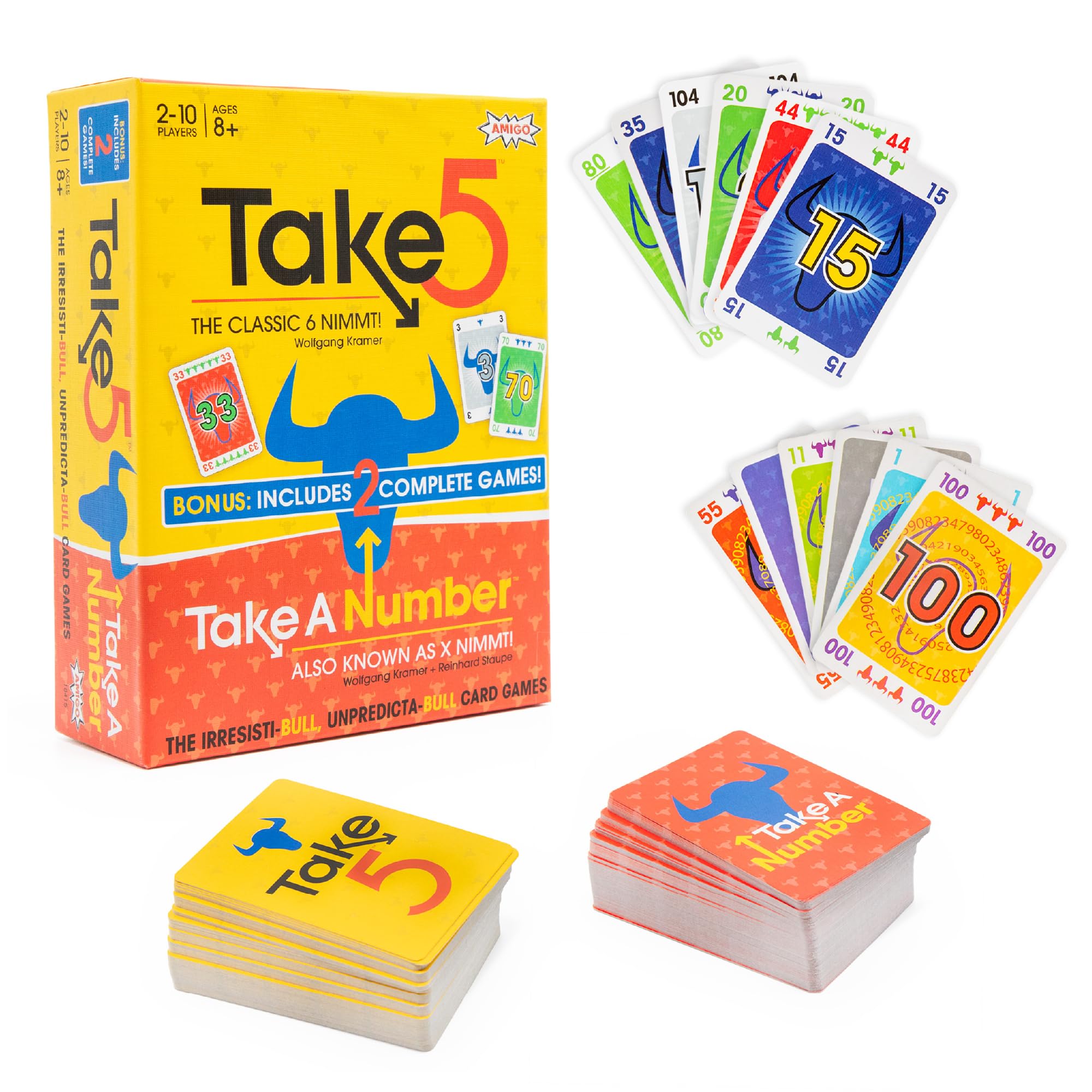 Juego De Cartas Amigo Games Take 5 & Take A Number Para Niños Mayores De 8 Años - Venta Internacional.